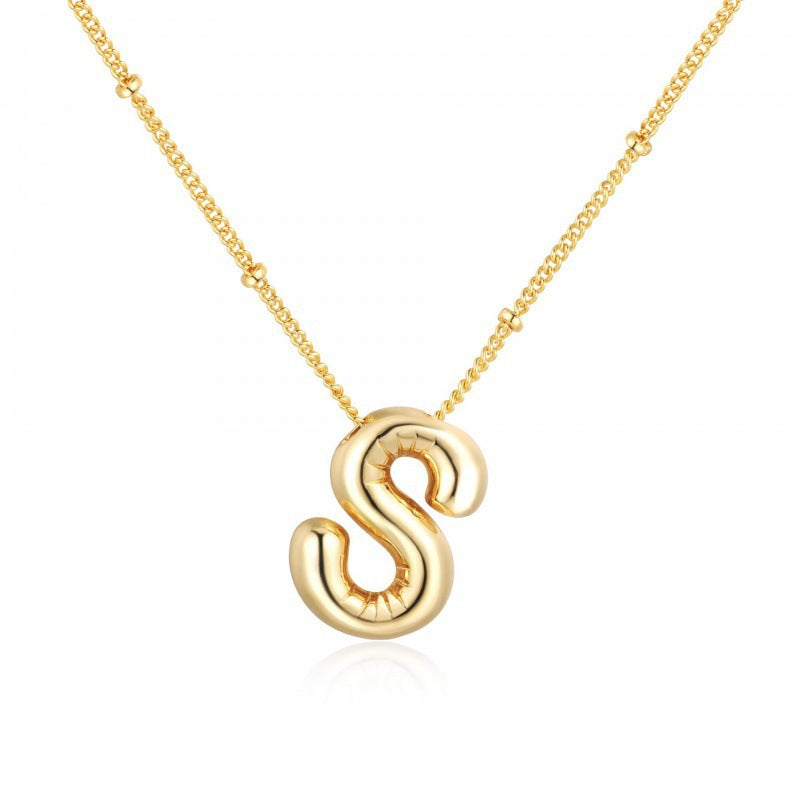 Gold Plated Letter Pendant Necklace