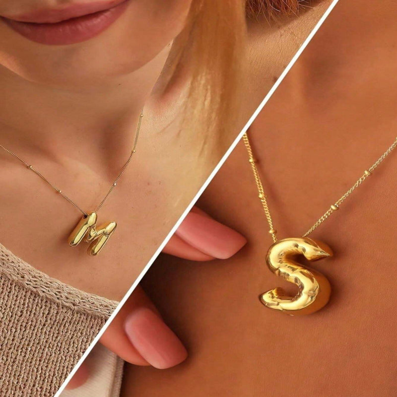 Gold Plated Letter Pendant Necklace